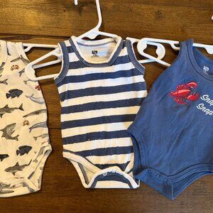 Lot of 3 Sleeveless Onesies Hudson Baby 0-3m Boys